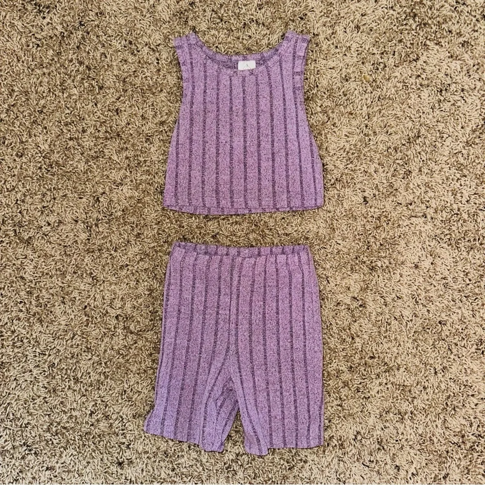Lilac Super Soft Cropped Tank Top and Bike Short Outfit Bundle Set 5T 5